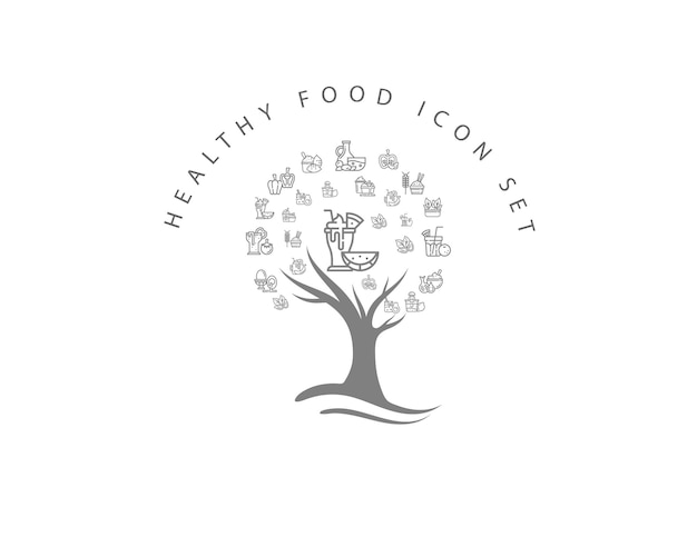 Healthy food icon set on white background premium vector