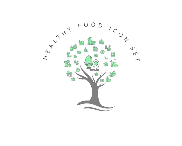 Healthy food icon set on white background Premium Vector