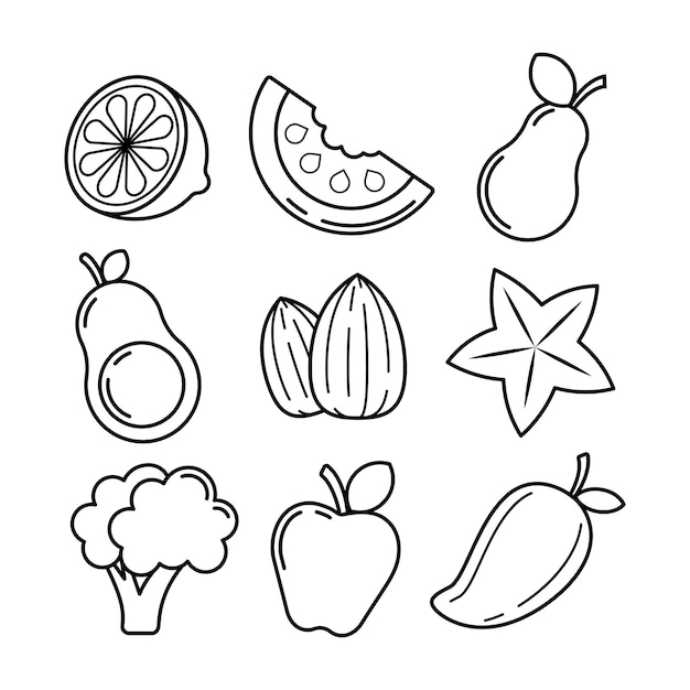 Vector healthy food icon set