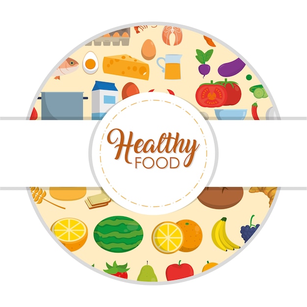 Vector healthy food icons cartoons