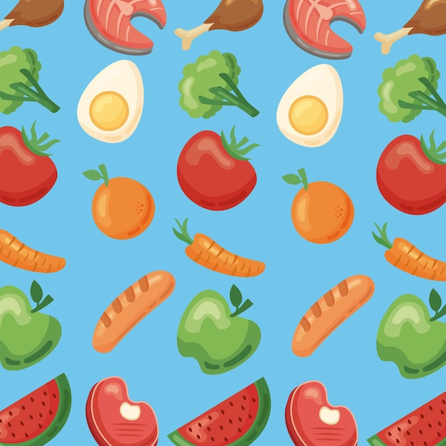 Healthy food icons pattern