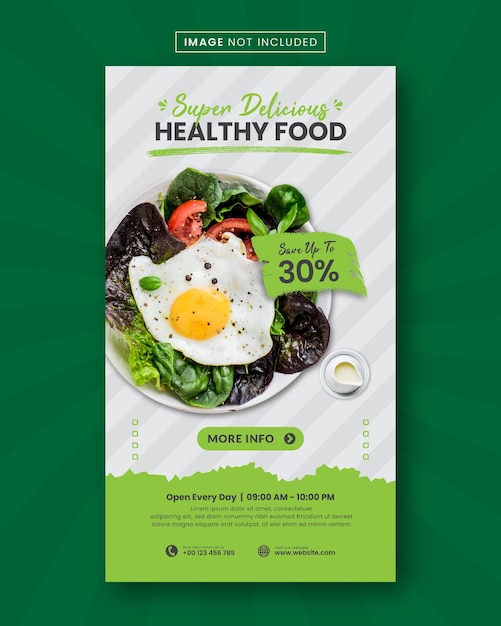 Vector healthy food instagram stories post template