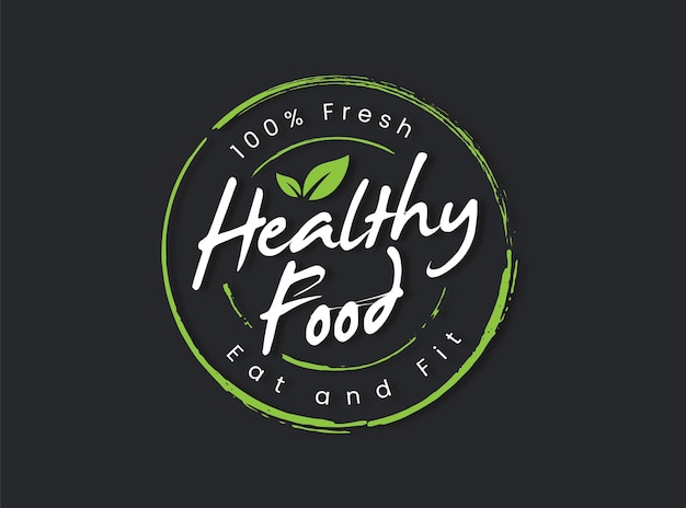 Healthy food label label and vector logo element