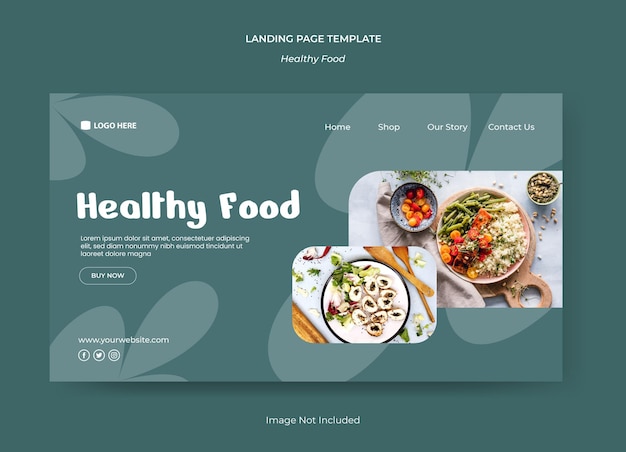 Vector healthy food landing page web design template