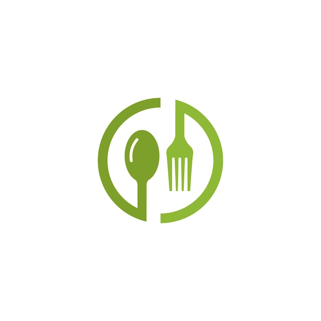 Healthy food logo concept logo with the symbol of a spoon fork and leaf can be for restaurants healthy food products website logos for food consultants and others