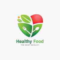 Vector healthy food logo design template symbol food with leaf logo design concept vector