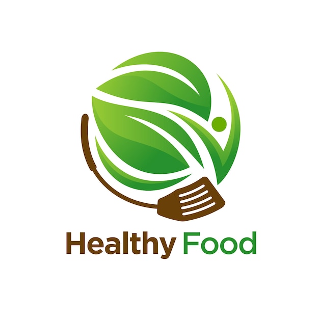 Healthy food logo, vector logo template