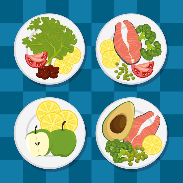 Vector healthy food menu icons