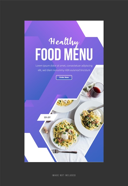 Healthy food menu Instagram story design premium vector