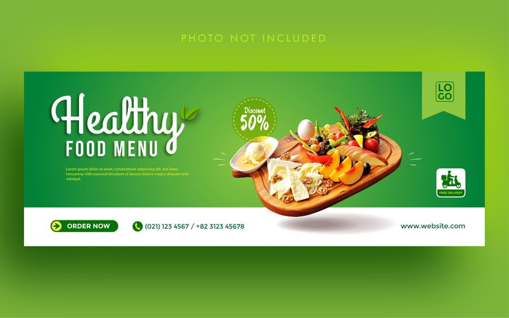 वेक्टर healthy food menu promotion social media facebook cover banner template