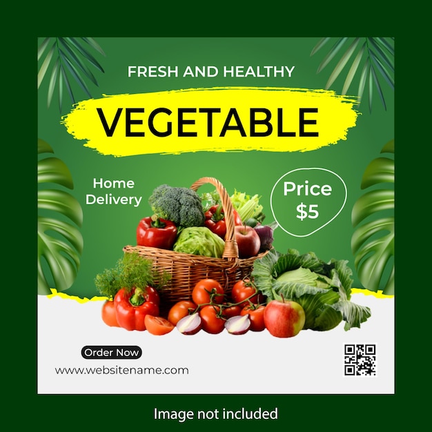 Vector healthy food and menu restaurant social media post