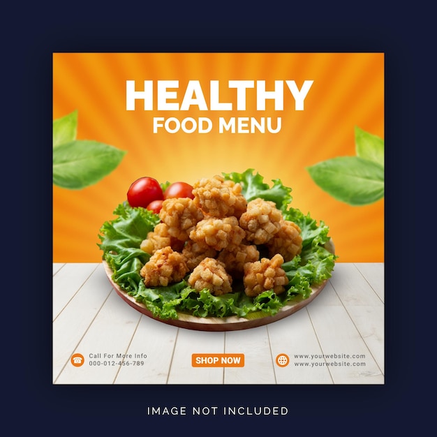 Healthy Food Menu Social Media Banner Instagram Post Template