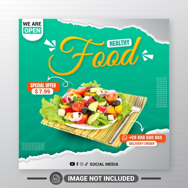 Healthy Food Menu social media banner post template