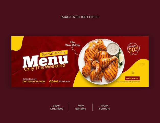 Healthy food menu and social media facebook cover template