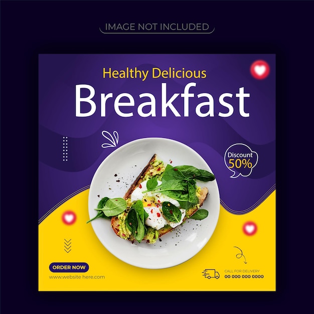 Healthy food menu social media and instagram post template