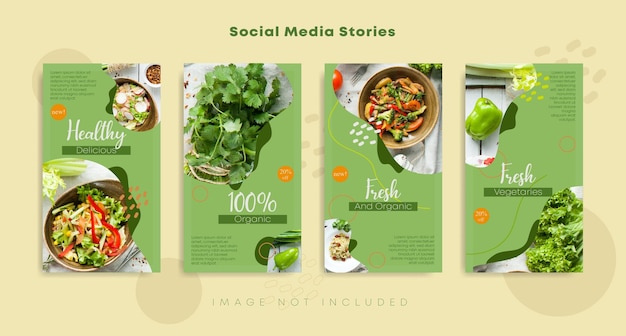 Storie sui social media del menu di cibo sano