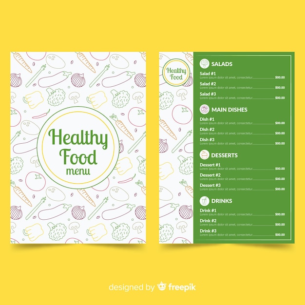 Vector healthy food menu template