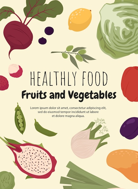 Healthy food poster in flat style