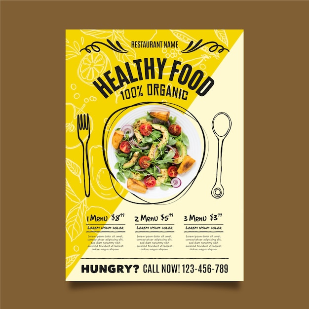 Healthy food restaurant flyer template