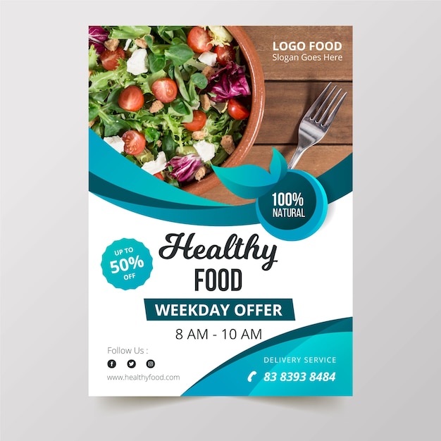 Vector healthy food restaurant flyer template