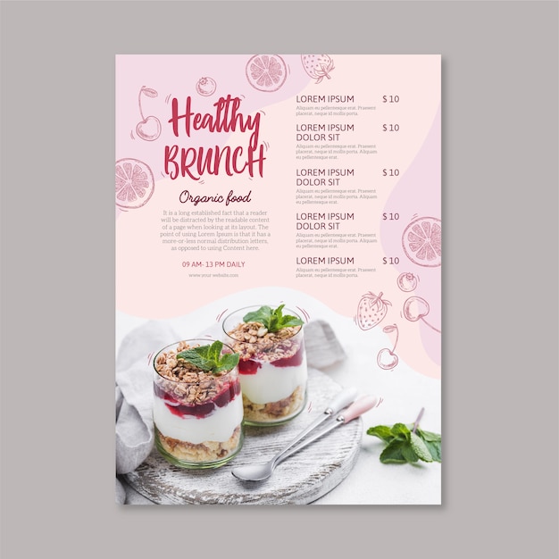 Vector healthy food restaurant menu template