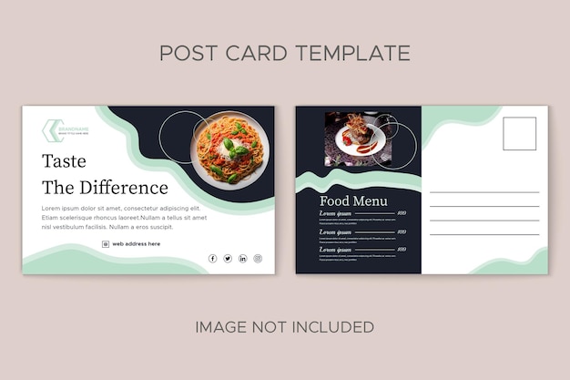 Healthy food and restaurant postcard template design