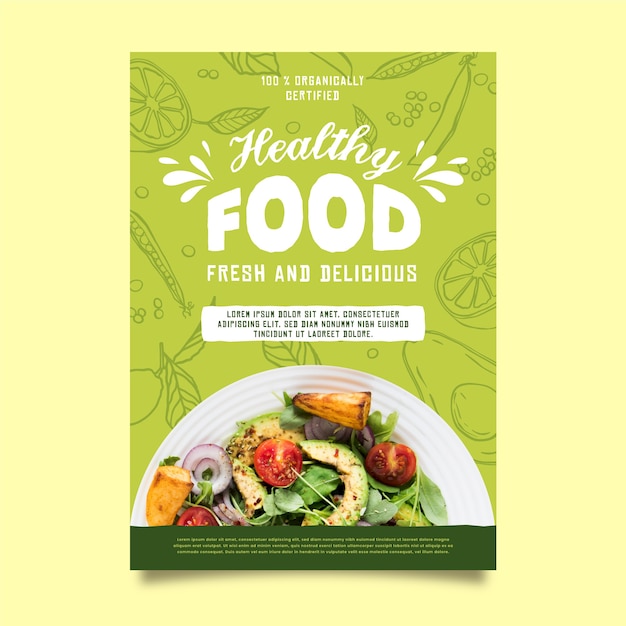 Vector healthy food restaurant poster template