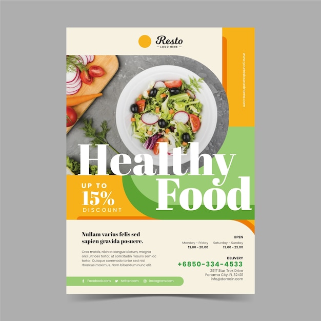 Healthy food restaurant poster template