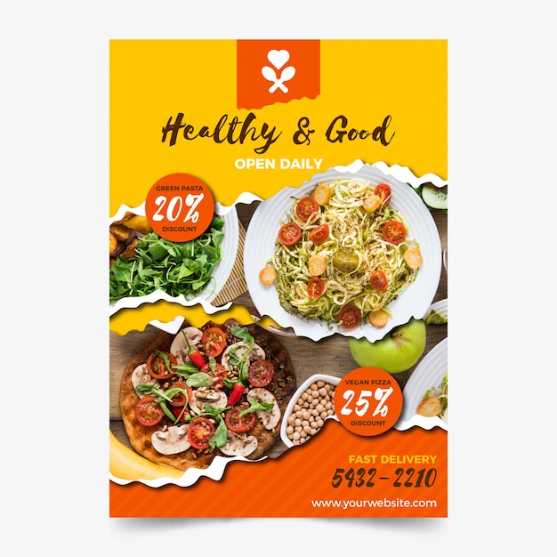 Vector healthy food restaurant poster template