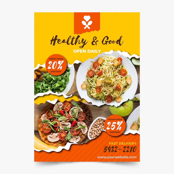 Vector 건강 식품 식당 포스터 템플릿