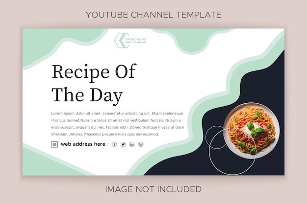 Vector healthy food and restaurant youtube thumbnail banner template