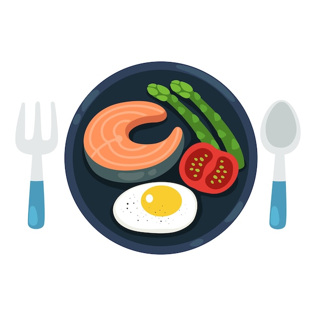 Healthy food salmon steak vector illustration