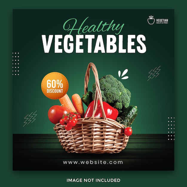 Vector healthy food social media post banner template