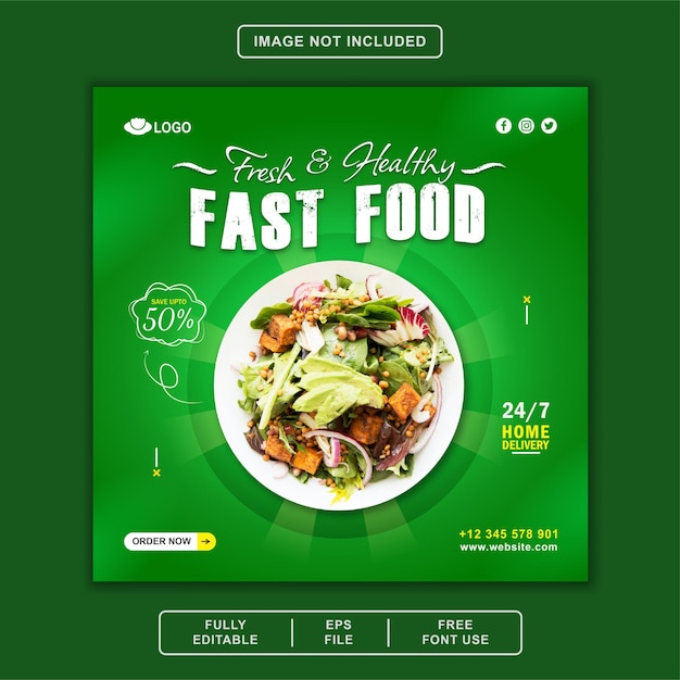 Modello di banner facebook per la promozione di post sui social media per alimenti sani
