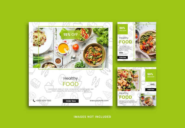 Vector healthy food social media posts