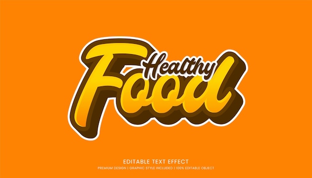 Vettore modello di effetto di testo per alimenti sani disegno modificabile per logo e marchio aziendale