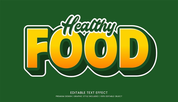 Vettore modello di effetto di testo per alimenti sani disegno modificabile per logo e marchio aziendale