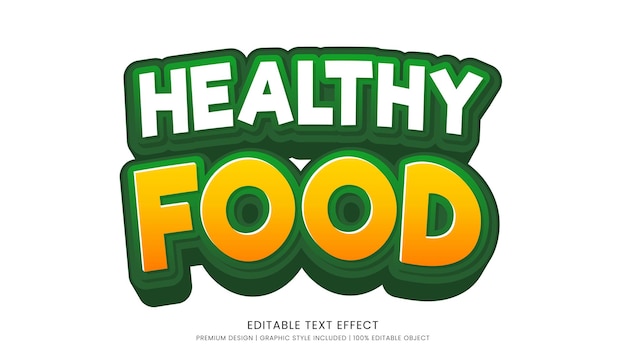 Vector healthy food text effect template editable design for business logo and brand