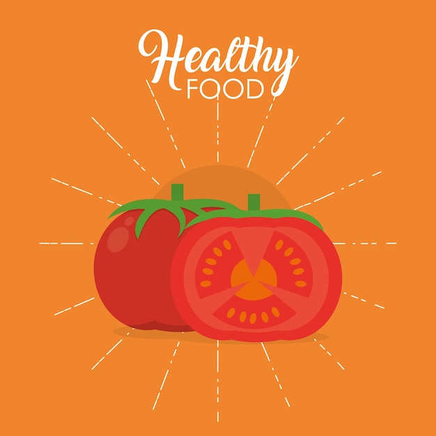 벡터 건강에 좋은 음식 토마토 개념