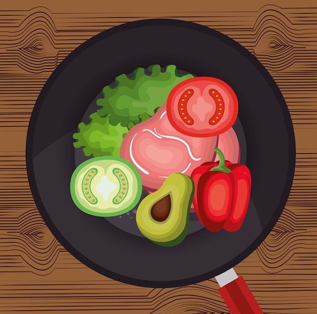 Healthy food vegan icons