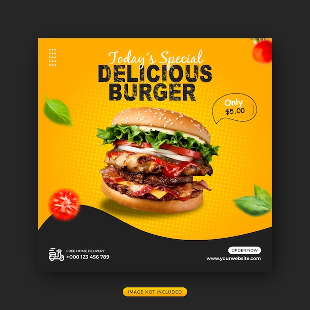 Healthy food and vegetable social media and instagram post banner template