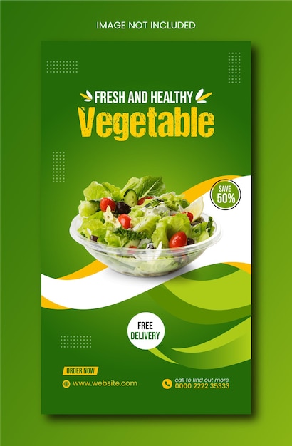 Healthy food and vegetable social media and instagram stories promotional post banner design