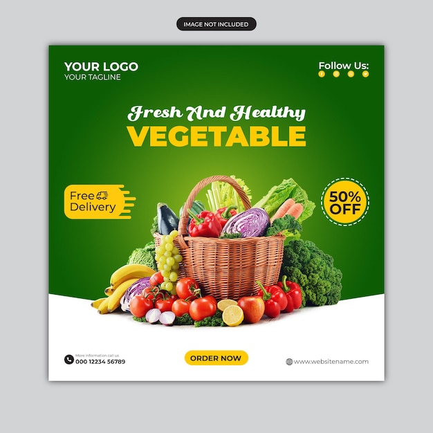 Healthy food and vegetable social media post template