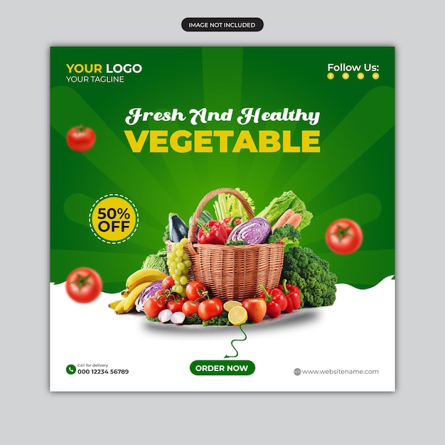 Healthy food and vegetable social media post template