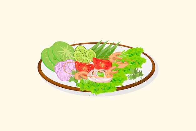 Healthy food vegetables salad with mushroom