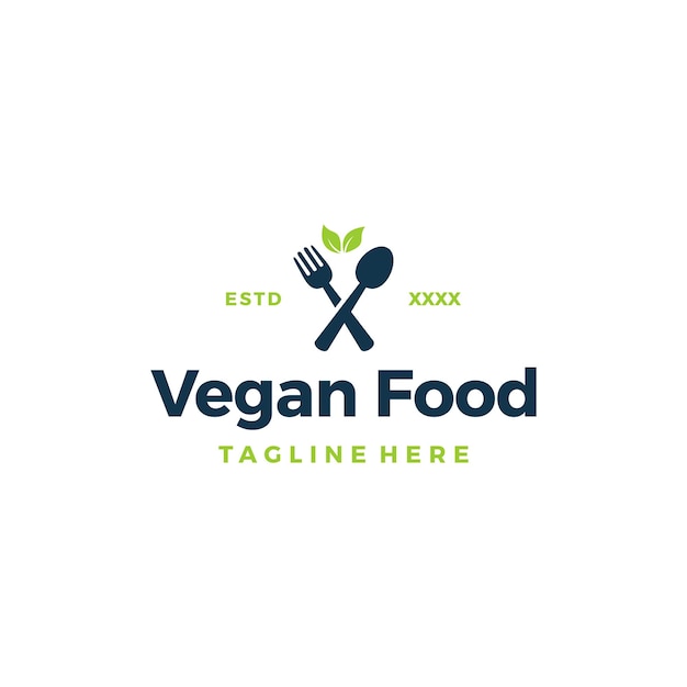 Cibo sano vegetariano logo design illustrazione vettoriale