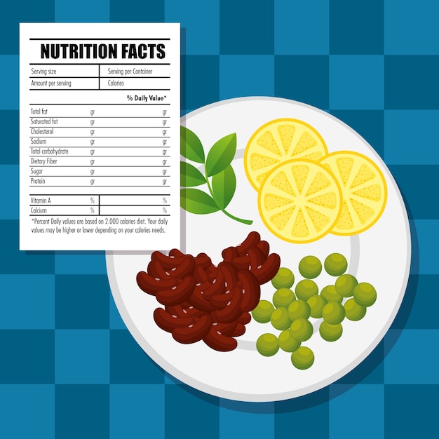 Vector healthy food with nutritional facts