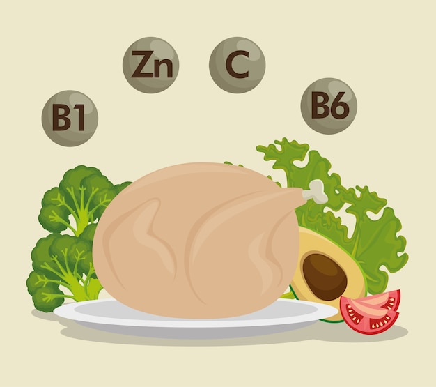 Healthy food with nutritional facts