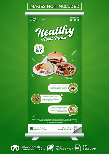 Healthy Food X Banner Promotion Design Template