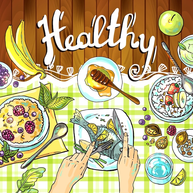 Vector healthy food